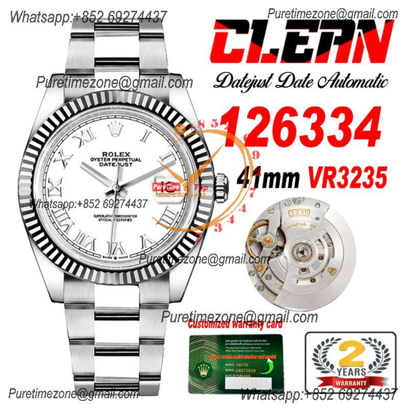 Datejust 126334 41mm VR3235 Automatic Mens Watch Best Edition CLEAN White Roman Dial On 904L Oyster SS Bracelet CHS