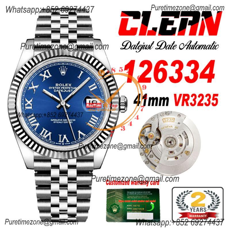 Datejust 126334 41mm VR3235 Automatic Mens Watch Best Edition CLEAN Blue Roman Dial On 904L Jubilee SS Bracelet CHS