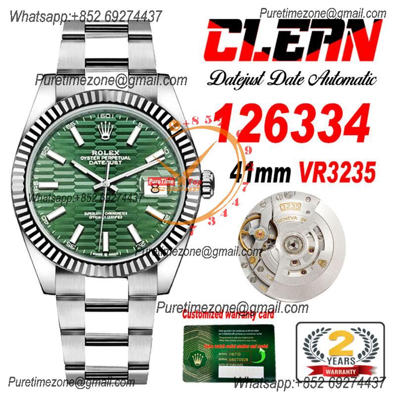 Datejust 126334 41mm VR3235 Automatic Mens Watch Best Edition CLEAN Fluted Green Dial On 904L Oyster SS Bracelet CHS