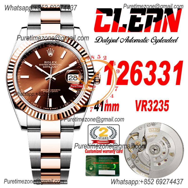 Datejust 126331 41mm VR3235 Automatic Mens Watch Best Edition CLEAN RG Brown Dial On 904L Oyster SS Bracelet CHS