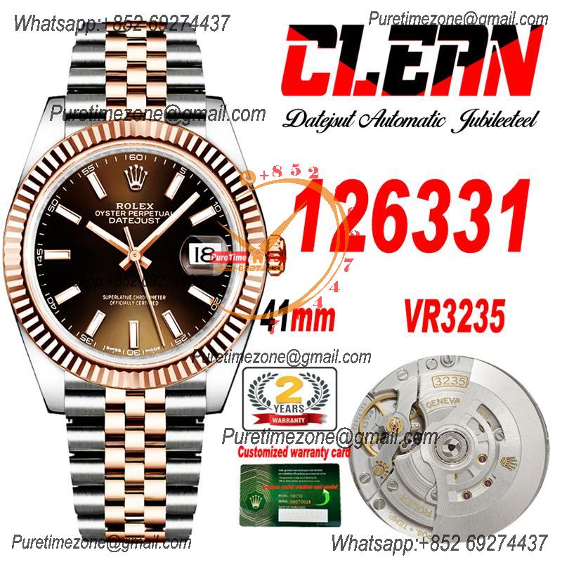 Datejust 126331 41mm VR3235 Automatic Mens Watch Best Edition CLEAN RG Brown Dial On 904L Jubilee SS Bracelet CHS