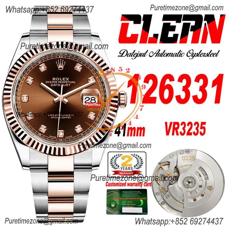 Datejust 126331 41mm VR3235 Automatic Mens Watch Best Edition CLEAN RG Brown Diamond Dial On 904L Oyster SS Bracelet CHS