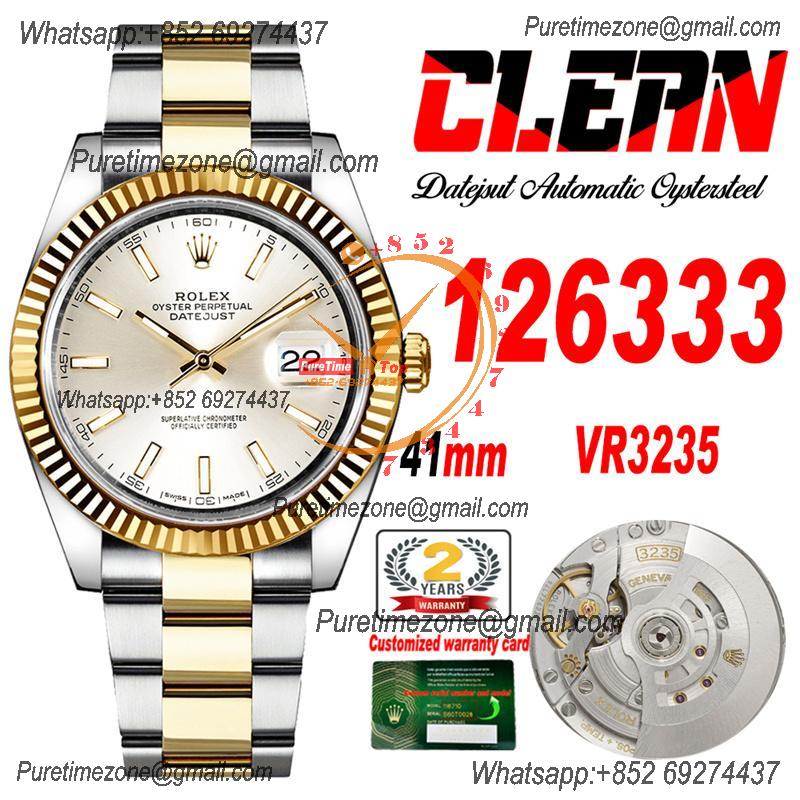 Datejust 126333 41 VR3235 Automatic Mens Watch Best Edition CLEAN YG Silver Dial On 904L Oyster SS Bracelet CHS