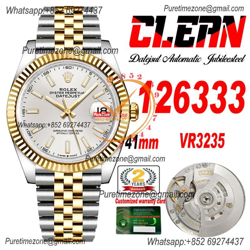 Datejust 126333 41 VR3235 Automatic Mens Watch Best Edition CLEAN YG Silver Dial On 904L Jubilee SS Bracelet CHS