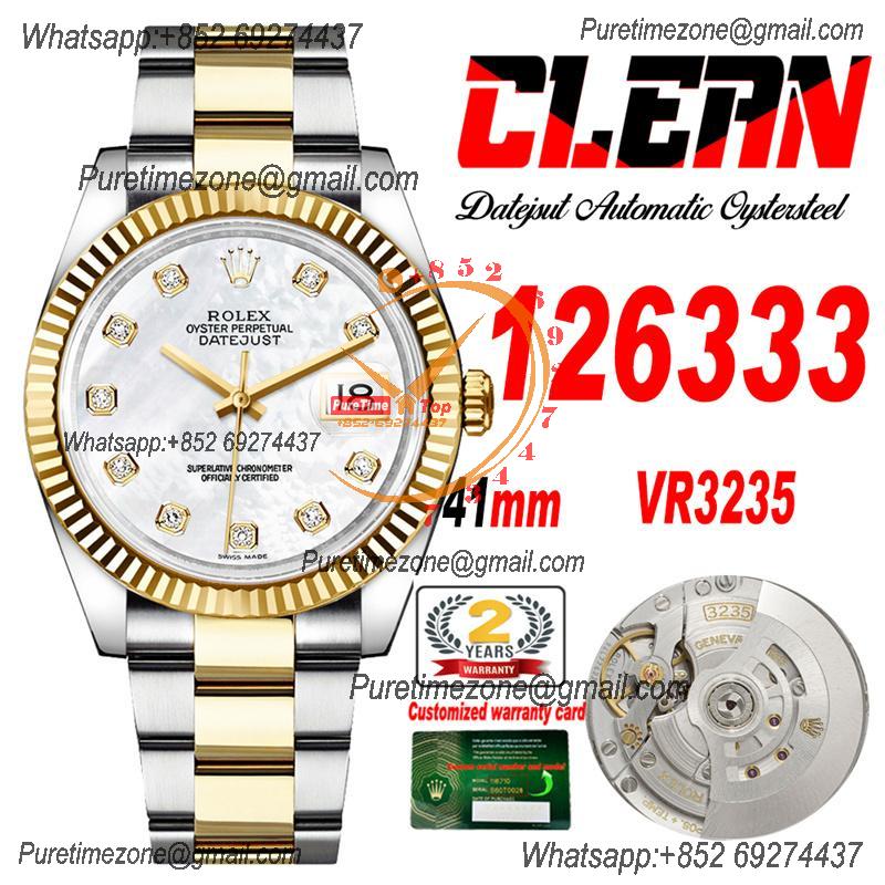 Datejust 126333 41 VR3235 Automatic Mens Watch Best Edition CLEAN YG MOP Diamonds Dial On 904L Oyster SS Bracelet CHS