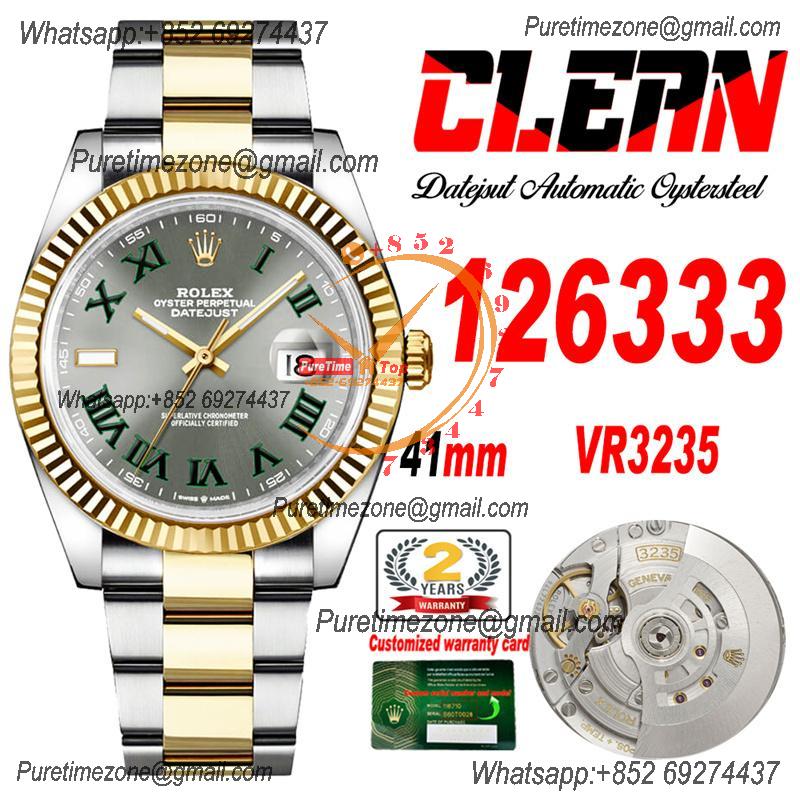 Datejust 126333 41 Wimbledon  VR3235 Automatic Mens Watch Best Edition CLEAN YG Gray Dial On 904L Oyster SS Bracelet CHS