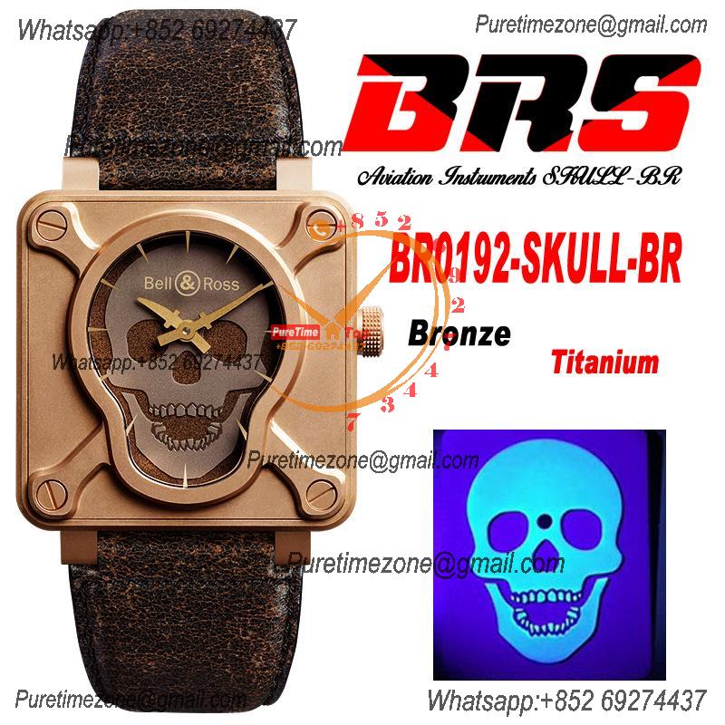 Aviation Instruments BR01-92-SKULL-BR Automatic Mens Watch Best Edition BRSF Real Broze Luminous Skull Dial Titanium