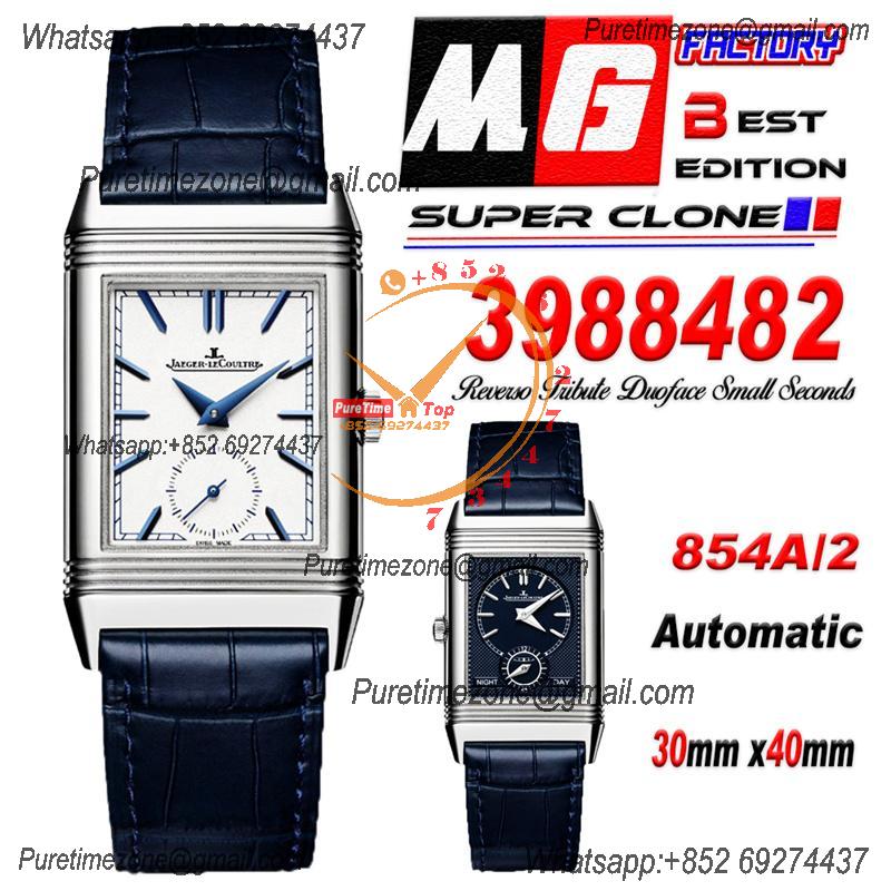 Reverso Classic 3988482 Duoface Small Seconds 854A Automatic Mens Watch Best Edition MGF White Black Dial CHS