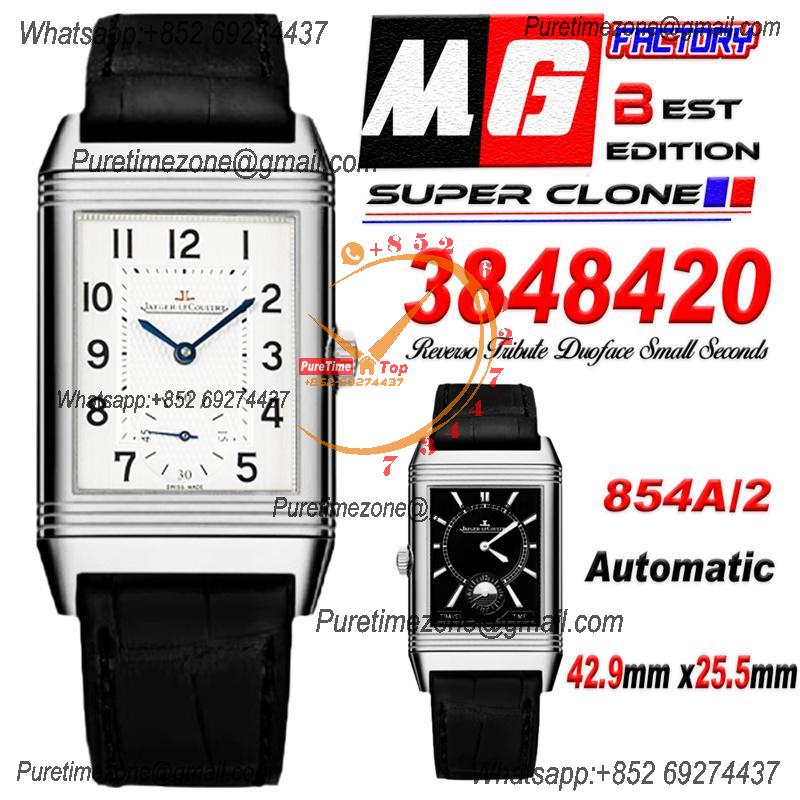 Reverso Classic 3848420 Duoface Small Seconds 854A Automatic Mens Watch Best Edition MGF Silver Black Dial CHS