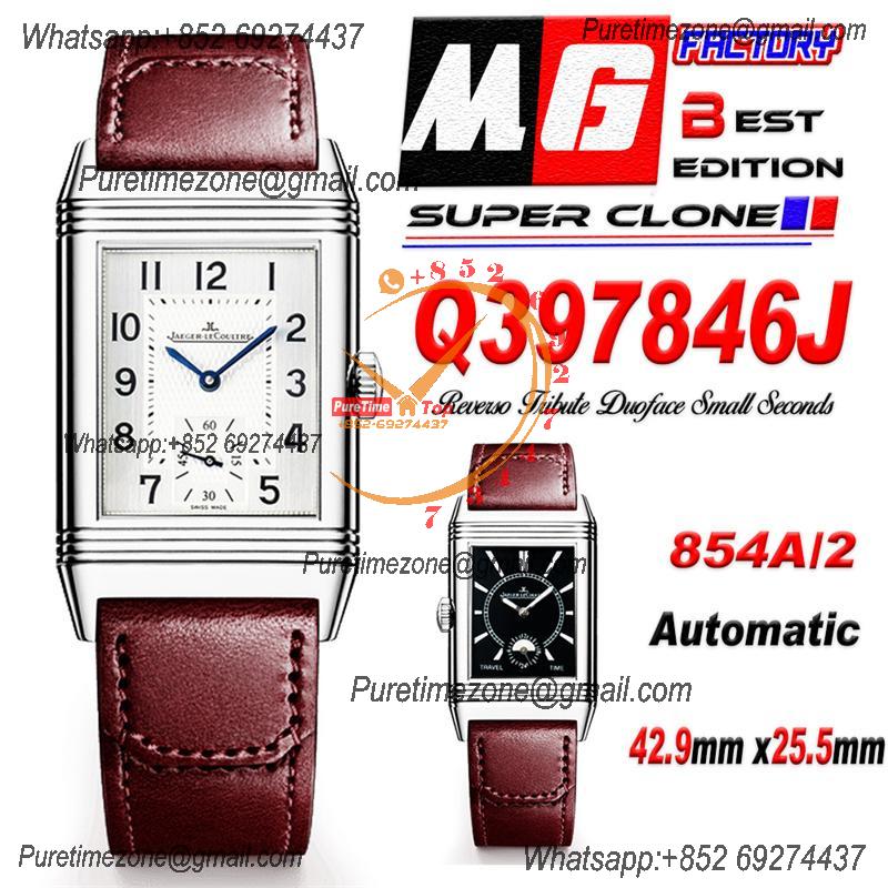 Reverso Classic Q397846J Duoface Small Seconds 854A Automatic Mens Watch Best Edition MGF Silver Black Dial CHS