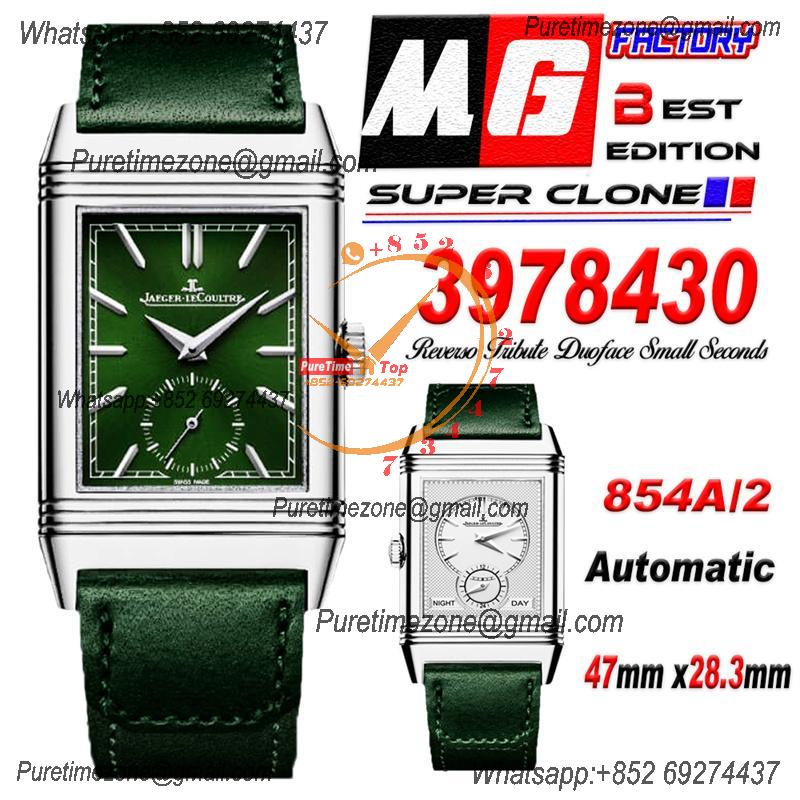 Reverso Classic 3978430 Duoface Small Seconds 854A Automatic Mens Watch Best Edition MGF Green White Dial CHS