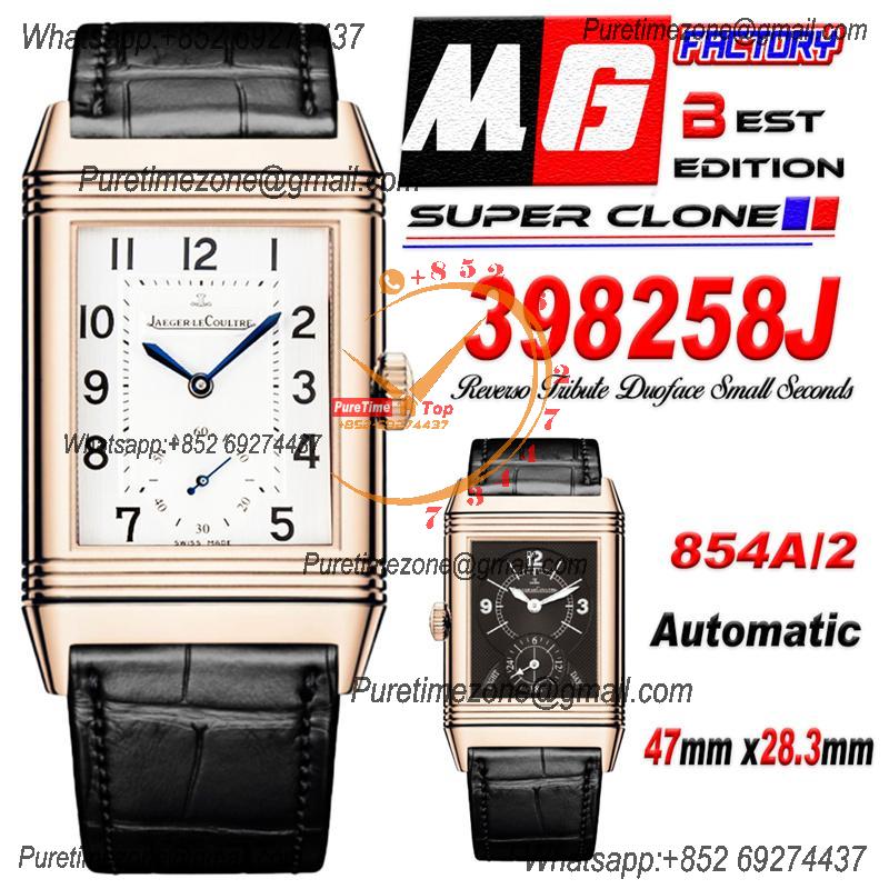 Reverso Classic 398258J Duoface Small Seconds 854A Automatic Mens Watch Best Edition MGF RG White Black Dial CHS