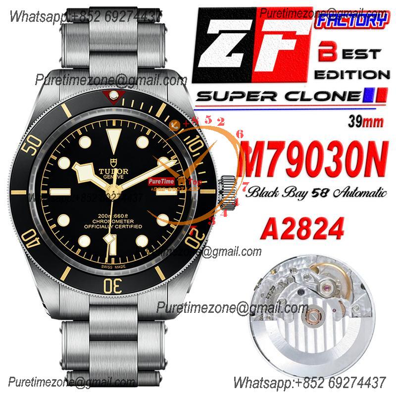 Black Bay Fifty Eight M79030N 39mm A2824 Automatic Mens Watch Best Edition ZF 39mm Red triangle Black Dial SS Bracelet