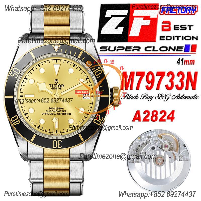 Heritage Black Bay S&G M79733N 2017 A2824 Automatic Mens Watch Best Edition ZF 41 Two Tone YG Gold Dial SS Bracelet