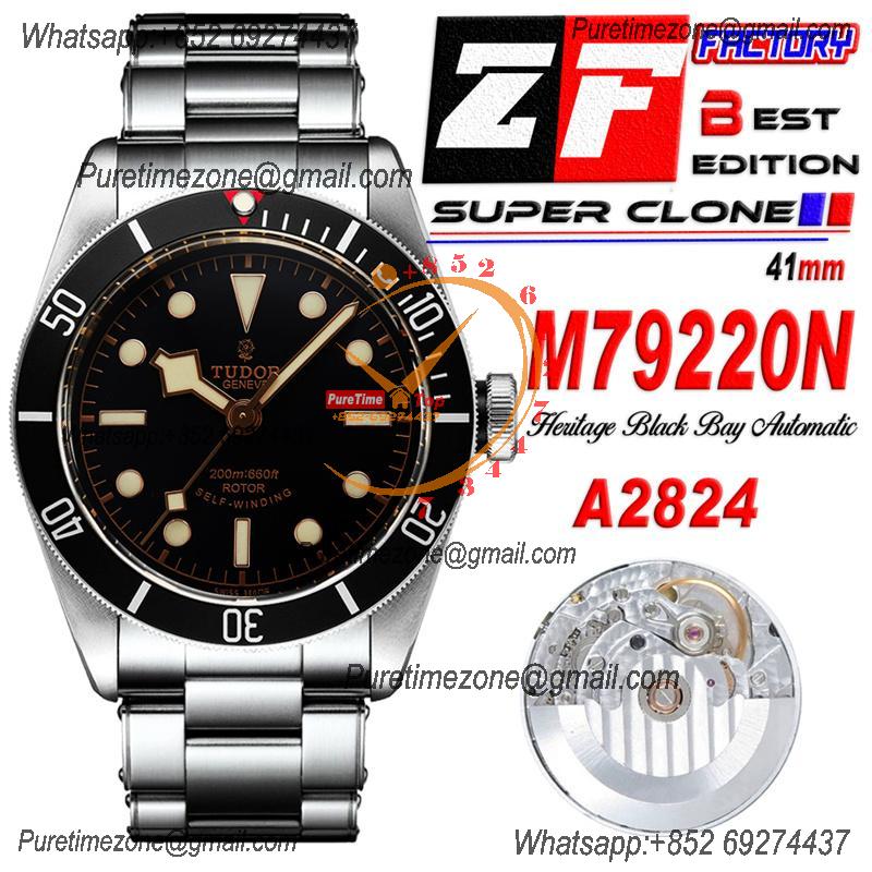 Heritage Black Bay M79220N A2824 Automatic Mens Watch Best Edition ZF 41mm Black Dial SS Bracelet CHS