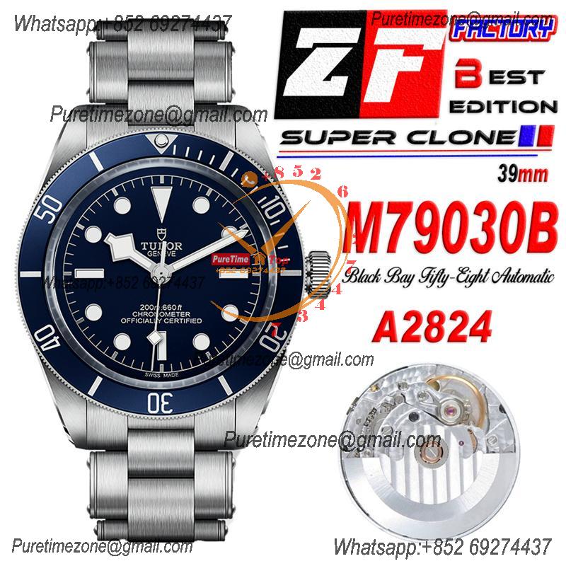 Black Bay Fifty Eight M79030B A2824 Automatic Mens Watch Best Edition ZF 39mm Blue Dial SS Bracelet CHS