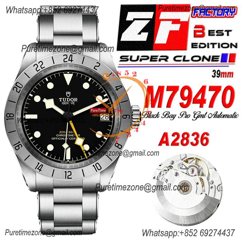 Black Bay GMT M79470 A2836 Automatic Mens Watch Best Edition ZF 39mm SS Bezl Black Dial SS Bracelet CHS