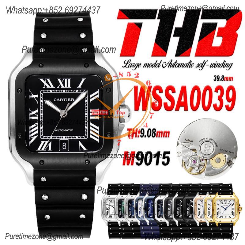 Santos WSSA0037 Large Model 39.8mm M9015 Automatic Mens Watch Best Edition THBF PVD Black Dial Rubber CHS