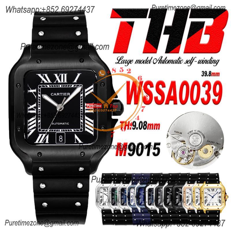 Santos WSSA0039 Large Model 39.8mm M9015 Automatic Mens Watch Best Edition THBF PVD Black Dial Rubber CHS