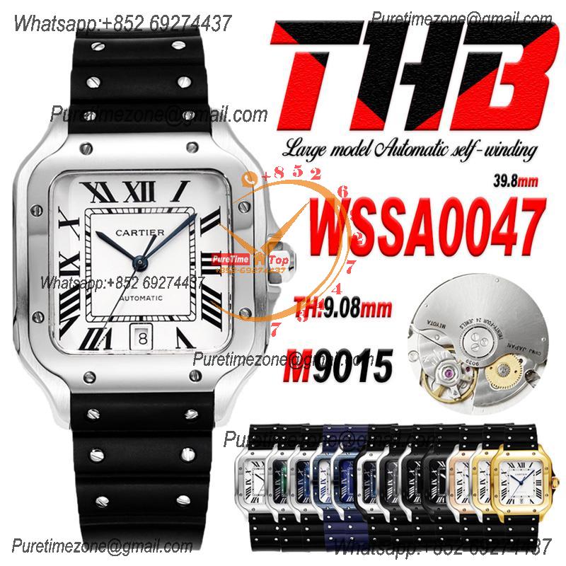 Santos WSSA0047 Large Model 39.8mm M9015 Automatic Mens Watch Best Edition THBF SS White Dial Rubber CHS