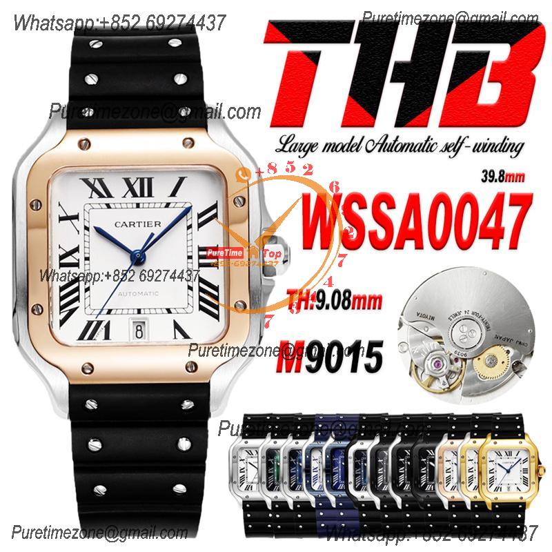 Santos WSSA0047 Large Model 39.8mm M9015 Automatic Mens Watch Best Edition THBF RG White Dial Rubber CHS