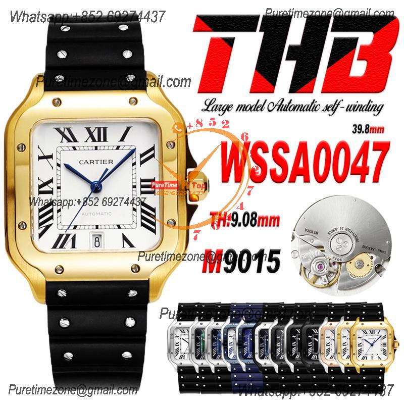 Santos WSSA0047 Large Model 39.8mm M9015 Automatic Mens Watch Best Edition THBF YG White Dial Rubber CHS