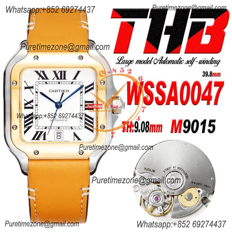 Santos WSSA0047 Large Model 39.8mm M9015 Automatic Mens Watch Best Edition THBF YG White Dial Leather CHS