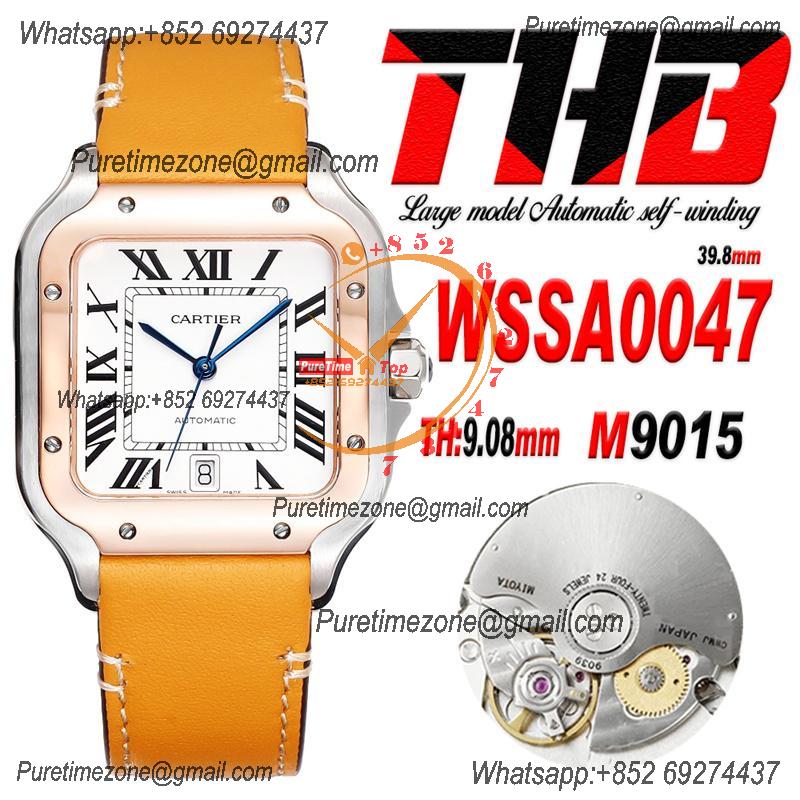 Santos WSSA0047 Large Model 39.8mm M9015 Automatic Mens Watch Best Edition THBF RG White Dial Leather CHS