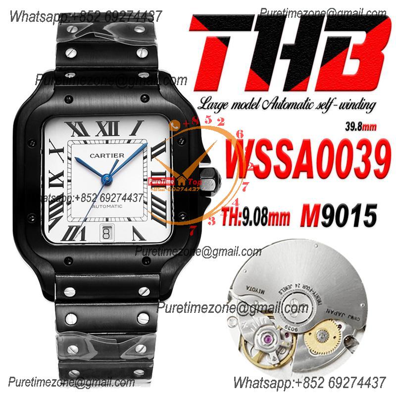 Santos WSSA0039 Large Model 39.8 M9015 Automatic Mens Watch Best Edition THBF DLC White Dial SmartLink SS Bracelet CHS