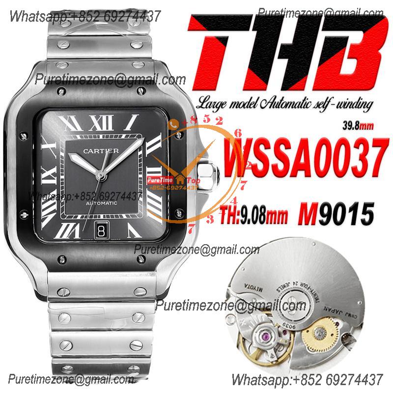 Santos WSSA0037 Large Model 39.8 M9015 Automatic Mens Watch Best Edition THBF Gray Dial SmartLink SS Bracelet CHS