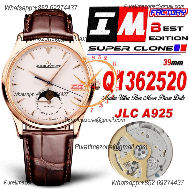 Master Ultra Thin Q1362520 A925 Automatic Mens Watch Moon Phase Date Best Edition IMF 39 RG Silver Dial Leather CHS