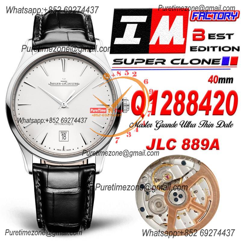 Master Grande Ultra Thin Date Q1288420 A889 Automatic Mens Watch Best Edition IMF 40 Silver Dial Leather CHS