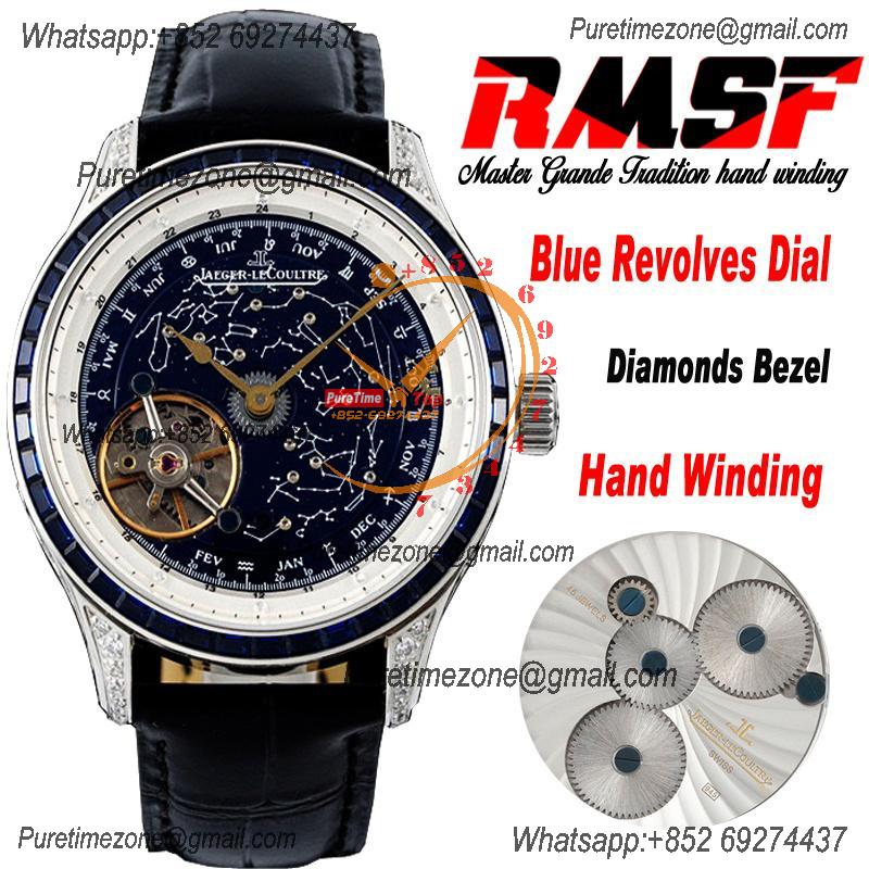 Master Grande Tradition Mechanical Hand Winding Mens Watch  Best Edition RMF 43 Diamonds Bezel Revolves Dial LeatherCHS