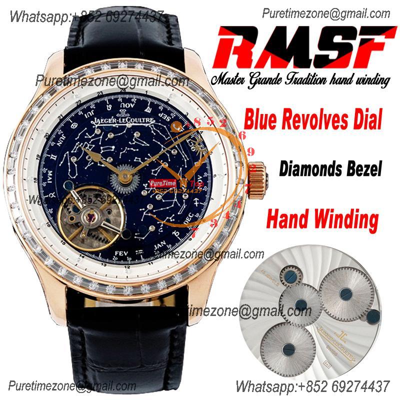 Master Grande Tradition Mechanical Hand Winding Mens Watch  Best Edition RMF 43 RG Diamonds Bezel Revolves Dial Leather