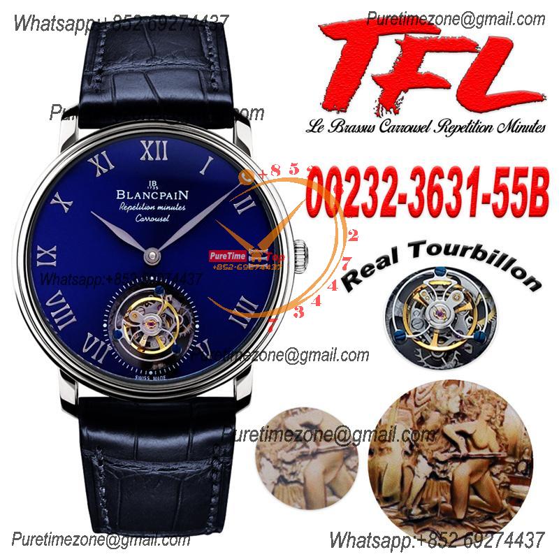 Le Brassus Carrousel Repetition Minutes Flyingman Tourbillon Automatic Mens Watch Best Edition TLF 44 SS Blue Dial CHS