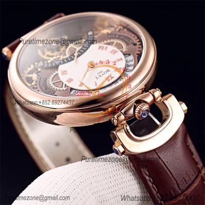 46mm 1822 Tourbillon Amadeo Fleurie Watches Quartz Mens Watch Steel Case Black Skeleton Dial Leather Strap