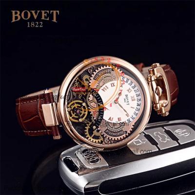 46mm 1822 Tourbillon Amadeo Fleurie Watches Quartz Mens Watch Steel Case Black Skeleton Dial Leather Strap