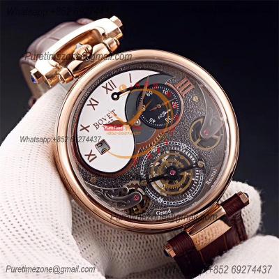 46mm1822 Tourbillon Amadeo Fleurie Watches Quartz Chronogrpah Mens Watch  Roman Markers White Dial Leather