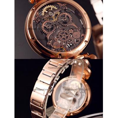 40mm 1822 Tourbillon Amadeo Fleurie Watches Quartz Mens Watch Black Skeleton Dial Yellow Gold Steel Bracelet