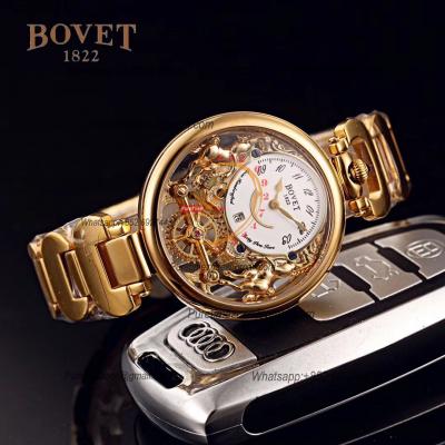 40mm 1822 Tourbillon Amadeo Fleurie Watches Quartz Mens Watch Black Skeleton Dial Yellow Gold Steel Bracelet