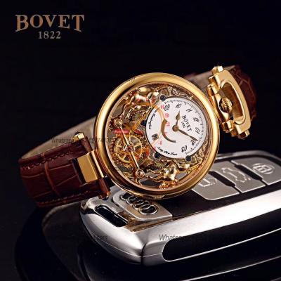 40mm 1822 Tourbillon Amadeo Fleurie Watches Quartz Mens Watch Steel Case Black Skeleton Dial Leather Strap