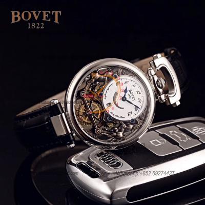 40mm 1822 Tourbillon Amadeo Fleurie Watches Quartz Mens Watch Steel Case Black Skeleton Dial Leather Strap