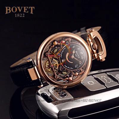 40mm 1822 Tourbillon Amadeo Fleurie Watches Quartz Mens Watch Steel Case Black Skeleton Dial Leather Strap