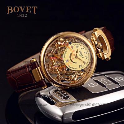 40mm 1822 Tourbillon Amadeo Fleurie Watches Quartz Mens Watch Steel Case Black Skeleton Dial Leather Strap