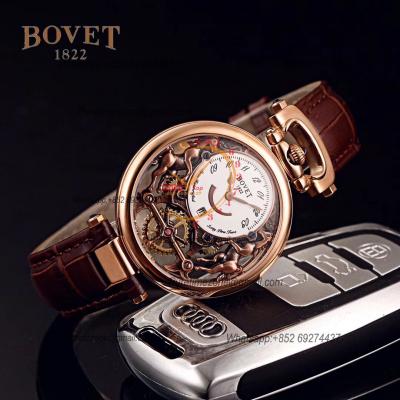 40mm 1822 Tourbillon Amadeo Fleurie Watches Quartz Mens Watch Steel Case Black Skeleton Dial Leather Strap