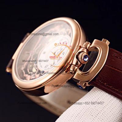 40mm 1822 Tourbillon Amadeo Fleurie Watches Quartz Mens Watch Steel Case Black Skeleton Dial Leather Strap