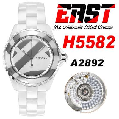 J12 H5582 38mm A2892 Automatic Unisex Watch Best Edition EAST White Ceramic Stripe Dial  on Bracelet CHS Womens