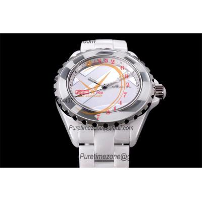 J12 H5582 38mm A2892 Automatic Unisex Watch Best Edition EAST White Ceramic Stripe Dial  on Bracelet CHS Womens