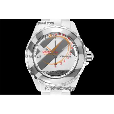 J12 H5582 38mm A2892 Automatic Unisex Watch Best Edition EAST White Ceramic Stripe Dial  on Bracelet CHS Womens