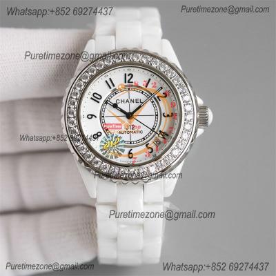 J12 H5700 38mm A12.1 Automatic Unisex Watch Best Edition TWF Diamond Bezel White Ceramic Dial on Bracelet CHS Womens